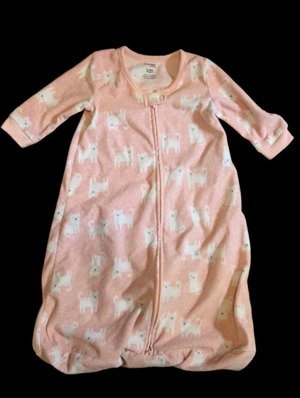 Carter's Pink Dog Print Fleece Sleep Sack 6-9mo